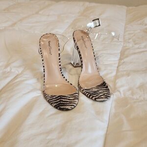 Zebra Print Heels with Transparent Block Heel